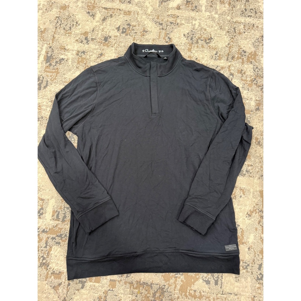 TravisMathew Mens XXL Black Quarter Zip Pullover TM1MU419 Rayon Blend Sweatshirt